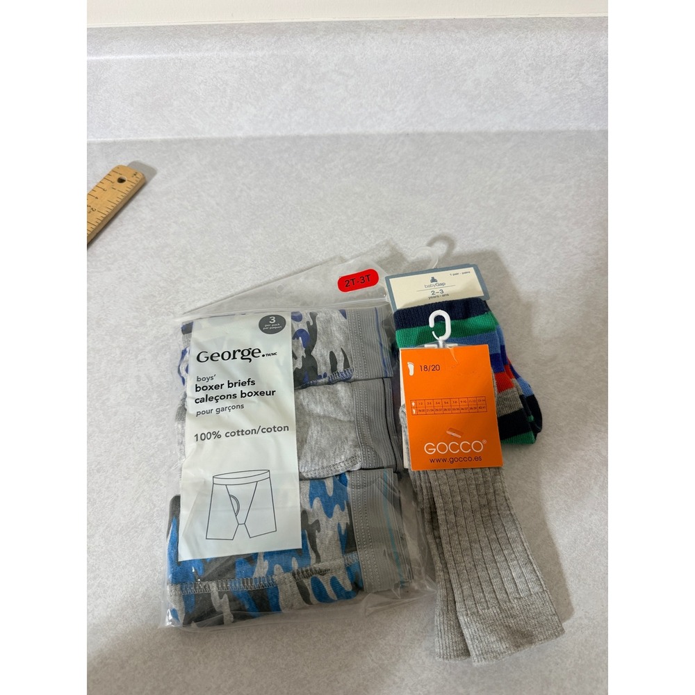 George Boys Boxer Briefs 3pk 2T-3T BabyGap Gocco Socks Bundle New